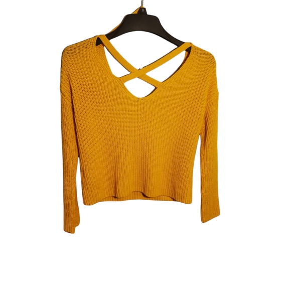 DIVIDED  Women's cropped gold yellow 'macaroni cheese' colored sweater size XS - Picture 2 of 4